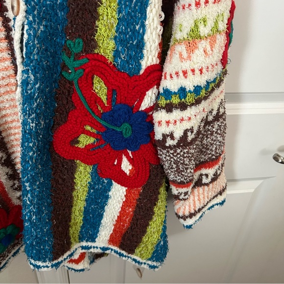 NWT Free People Terry Towel Floral Graphic Cardigan Sweater - Picture 5 of 7